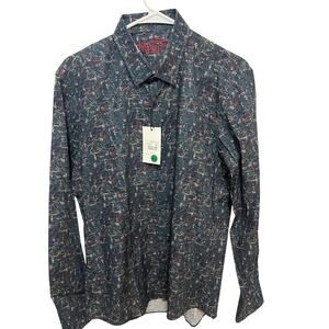 Misura shark design mens large dress shirt- NWT